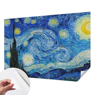 Peel and stick wallpaper mural with a night sky design