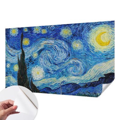Peel and stick wallpaper mural with a night sky design