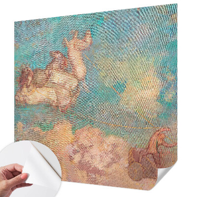 Self-adhesive wall mural with a heavenly pegasi design