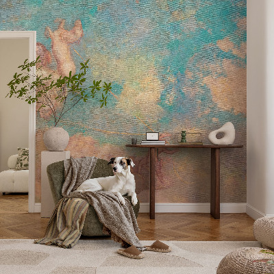 Self-adhesive wall mural with a heavenly pegasi design