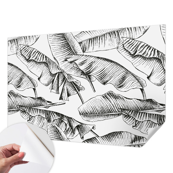 Stick-on wall mural with a banana leaf pattern