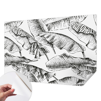 Stick-on wall mural with a banana leaf pattern