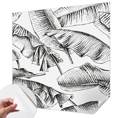 Stick-on wall mural with a banana leaf pattern