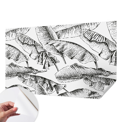 Stick-on wall mural with a banana leaf pattern