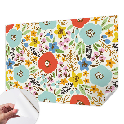 Removable wall mural wallpaper with a floral pattern