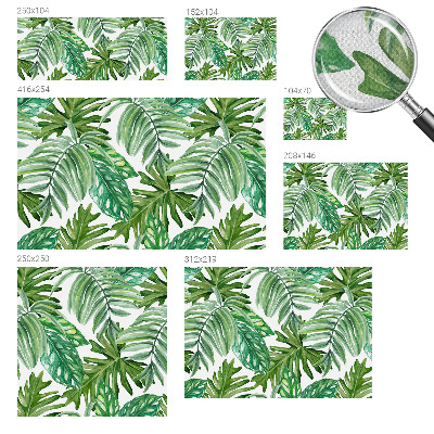Peel and stick wall mural for living room with an exotic leaves design