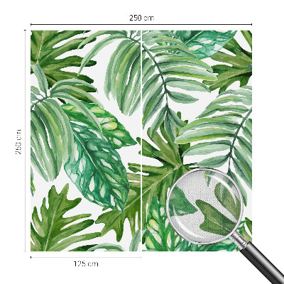 Peel and stick wall mural for living room with an exotic leaves design