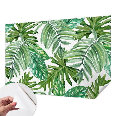 Peel and stick wall mural for living room Exotic leaves