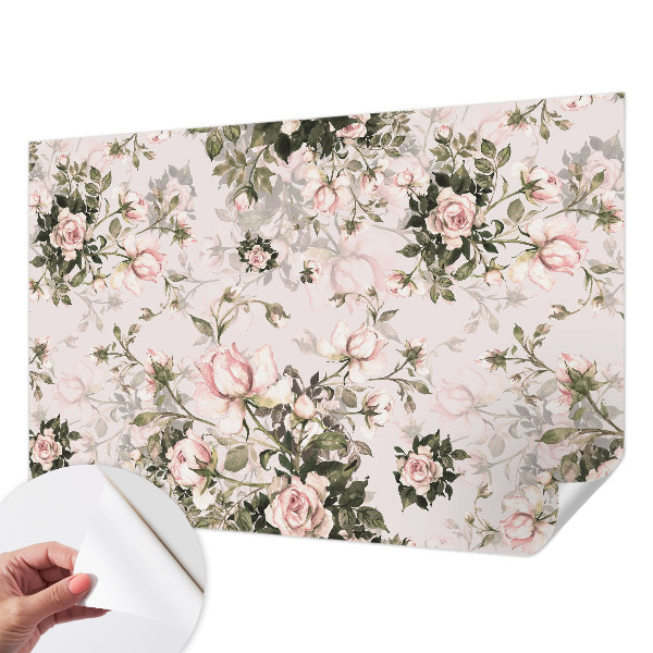 Peel and stick wall mural for bedroom with a floral pattern