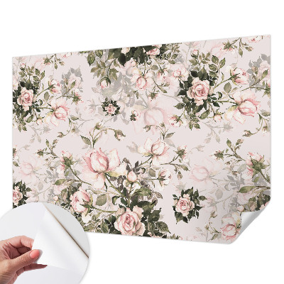 Peel and stick wall mural for bedroom with a floral pattern