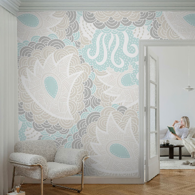 Peel and stick wall mural for kids' room with abstract patterns