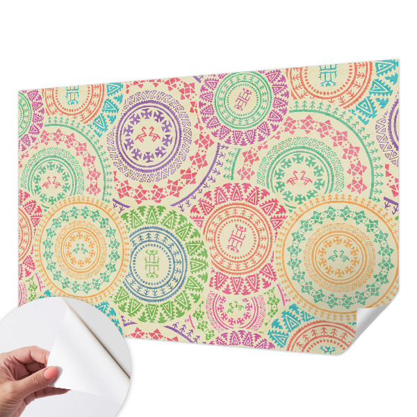 3D wall mural with colorful mandala design