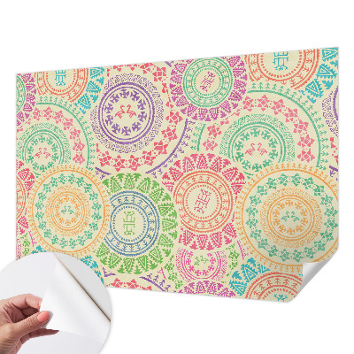 3D wall mural with colorful mandala design