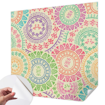 3D wall mural with colorful mandala design
