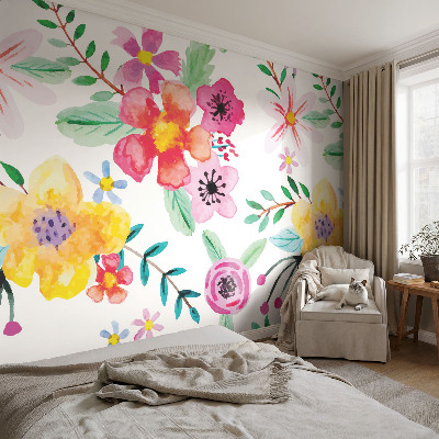 Nursery wall mural with a fresh floral design
