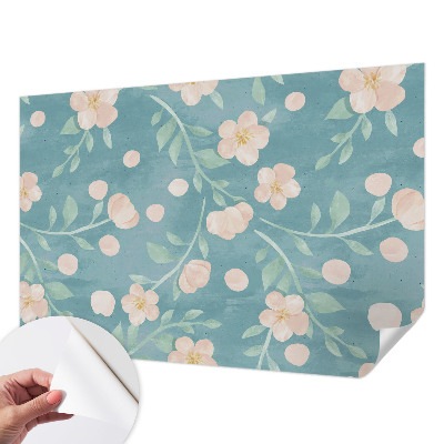 Children's wall mural with a floral design