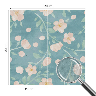 Children's wall mural with a floral design