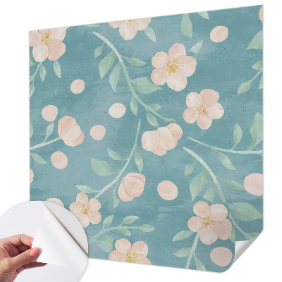 Children's wall mural with a floral design