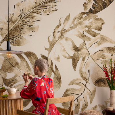 Peel and stick wall mural with an exotic flora design