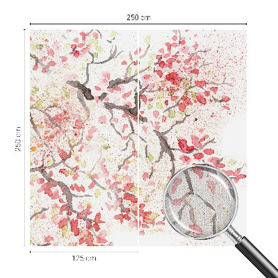 Peel and stick wallpaper mural with flowering branches design