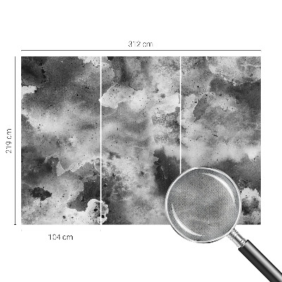 Self-adhesive wall mural with a gray cloud pattern