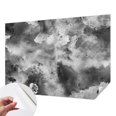 Self-adhesive wall mural with a gray cloud pattern