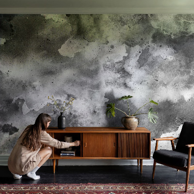 Self-adhesive wall mural with a gray cloud pattern