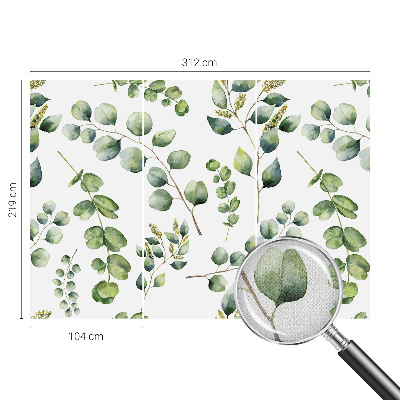 Removable wall mural wallpaper with a green leaves design