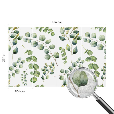 Removable wall mural wallpaper with a green leaves design
