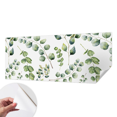 Removable wall mural wallpaper with a green leaves design
