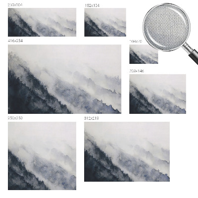 Removable wall mural with a misty mountain design