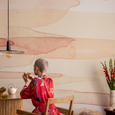 Peel and stick wall mural with pastel brushstroke design for the living room