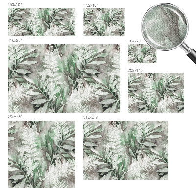 Children's wall mural with a watercolor leaves design