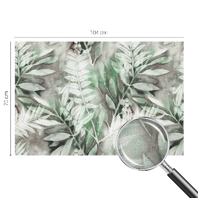 Children's wall mural with a watercolor leaves design