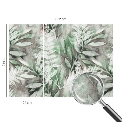 Children's wall mural with a watercolor leaves design
