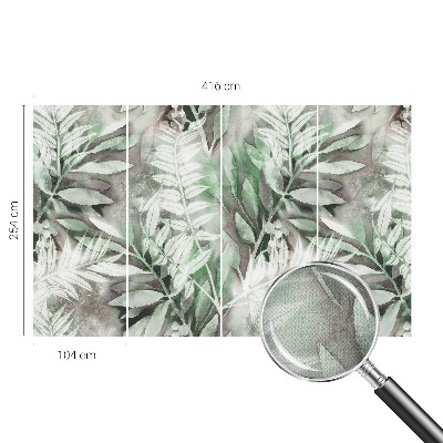 Children's wall mural with a watercolor leaves design