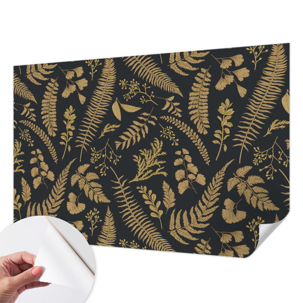 Nursery wall mural with botanical leaf motif