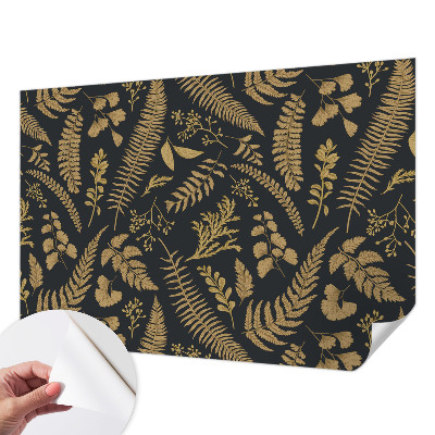 Nursery wall mural with botanical leaf motif