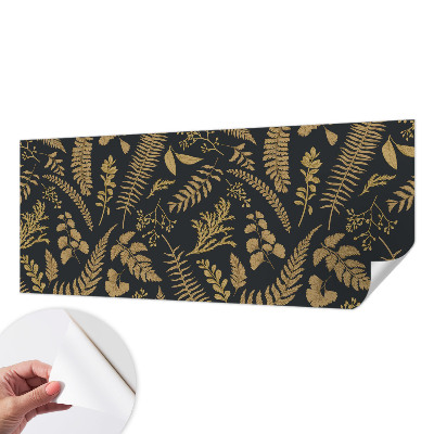 Nursery wall mural with botanical leaf motif