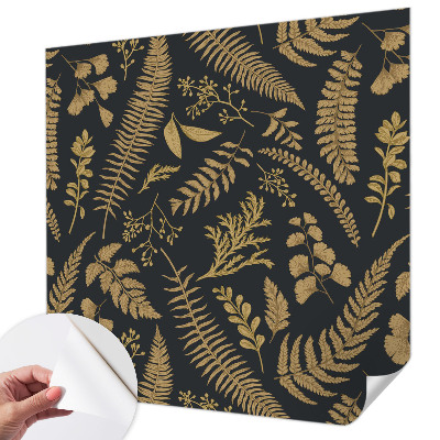 Nursery wall mural with botanical leaf motif