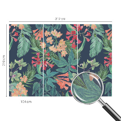 3D photo wallpaper mural with tropical flowers
