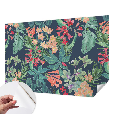 3D photo wallpaper mural with tropical flowers
