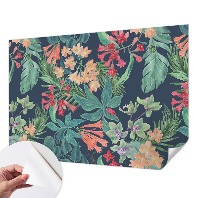3D photo wallpaper mural with tropical flowers
