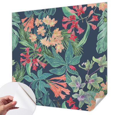 3D photo wallpaper mural with tropical flowers