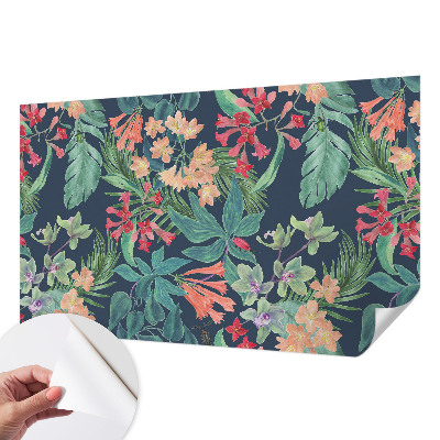 3D photo wallpaper mural with tropical flowers