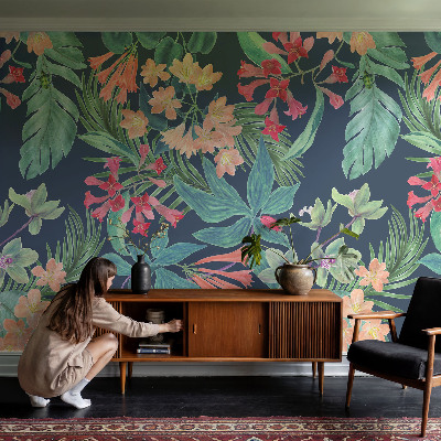 3D photo wallpaper mural Tropical flowers