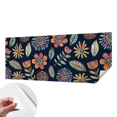 Peel and stick wall mural with a floral mosaic design