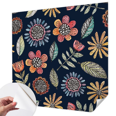 Peel and stick wall mural with a floral mosaic design