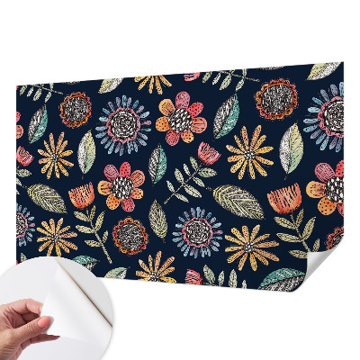 Peel and stick wall mural with a floral mosaic design