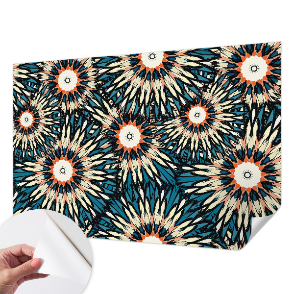 Self-adhesive wall mural with a flower energy design